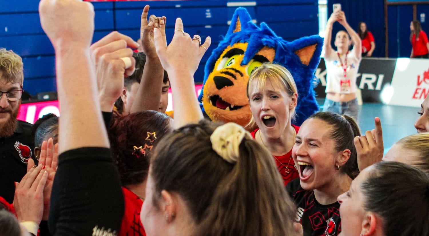 The women's team celebrate
