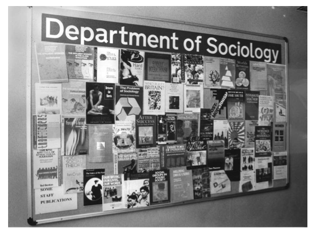 Wall of sociology book covers old