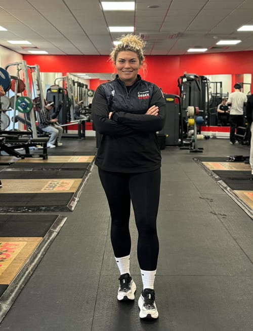 University of Essex S&C Coach Jemma Pemberton in the gym at Essex Sport