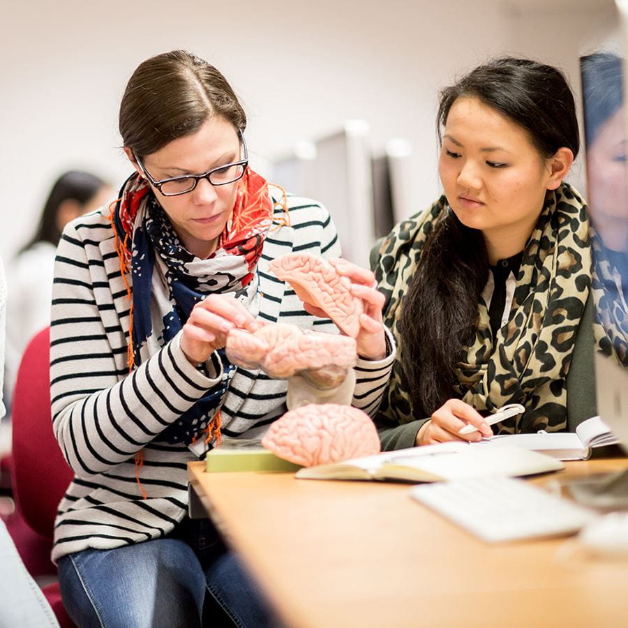 Professor Silke Paulmann with a Psychology student